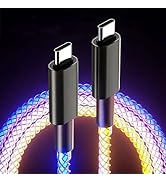 Wuucor 3FT 66W RGB USB C to Type C LED Light Up USB C Charging Cable,Fast Charging Cord for iPhon...