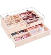 ProCase 12 Slots Acrylic Clear Top Sunglass Organizer, 2 Layers Eyeglasses Case Multi Pairs Stora...