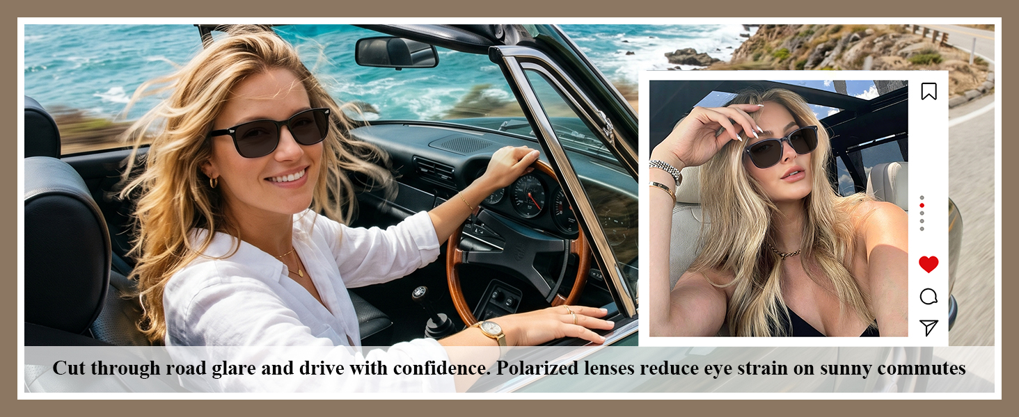 women driving polarized sunglasses UV400 anti glare road clear vision lightweight comfortable