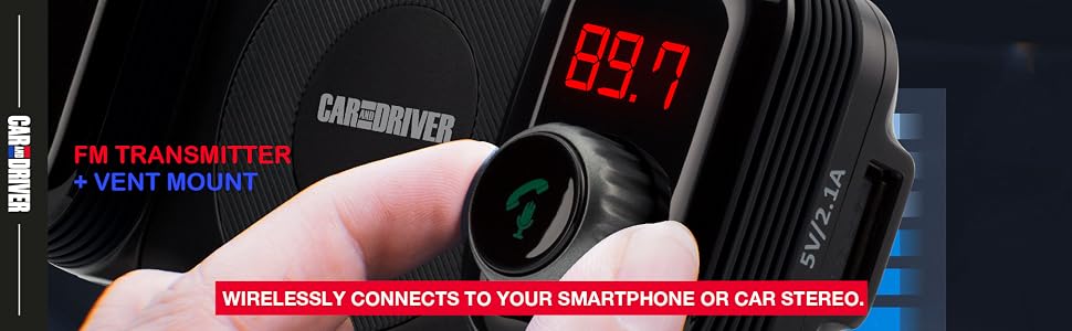 Car and Driver FM Transmitter Universal Car Mount