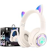 Excellent Wireless Cat Ear Bluetooth Headphones for Kids,LED Light Up and Foldable Stereo Headpho...