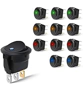 Nilight 90013L 12PCS Round Toggle LED Switch 12V Car Truck Rocker On-Off Control Blue Green Yello...
