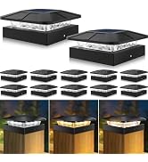 Peasur 4x4 Solar Post Cap Lights 12 Packs, 3 Lighting Modes Fence Caps Light Fits 4×4/3.5×3.5 Woo...