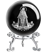 ZEERSHEE 60mm The Blessed Virgin Mary Crystal Ball 3D Laser Etched Our Lady of Guadalupe Glass Sp...