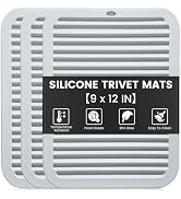 TOPULORS 3 PCS Silicone Trivets for Hot Pots and Pans 9"x12" Heat Resistant Mat Hot Pads for Kitc...