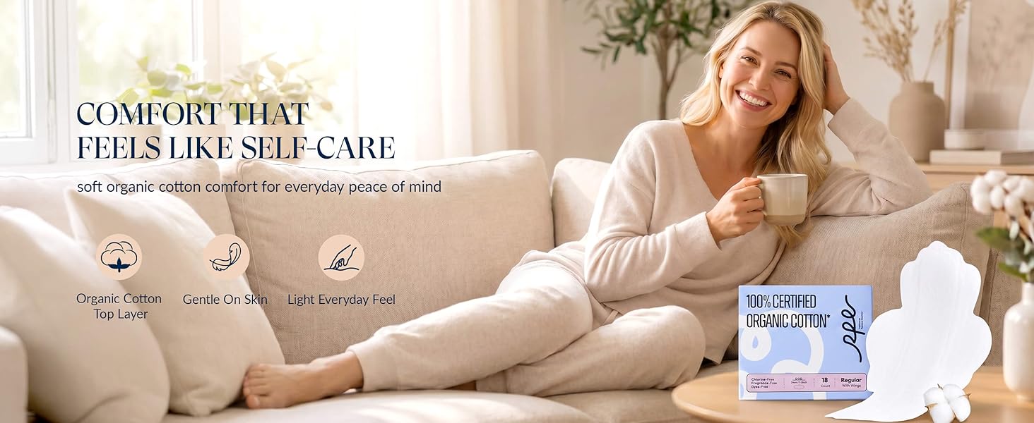 Organic cotton pads for women with soft top layer for gentle everyday comfort.