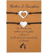 ZJO Mother Daughter Bracelets Set Stainless Steel Matching Heart Wish Jewelry for Mommy and Me Ad...