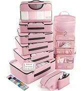 Veken 10 Set Packing Cubes for Travel Essentials,Anti-Wrinkle Buckled Suitcase Organizer for Shoe...