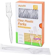 PSTVITA Disposable Plastic Forks Clear, Pack of 50 Individually Wrapped