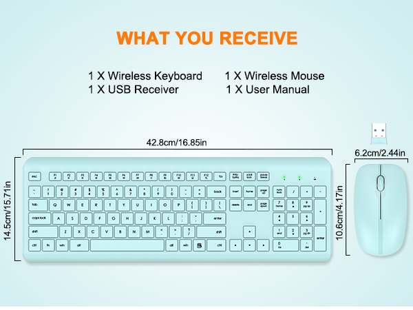Wireless Keyboard and Mouse Combo Full Size Silent Ergonomic Keyboard Mouse Cordless Mouse Keyboard