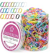 JASVERLIN Colorful Baby Rubber Bands for Hair Infants No Pull, 2000 Pcs Small Mini Elastics Hair ...
