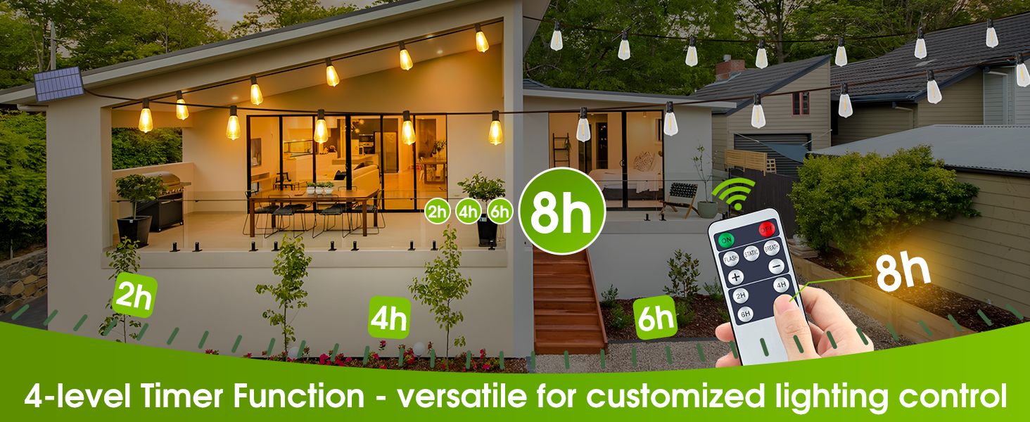 4 levels of timer solar string lights