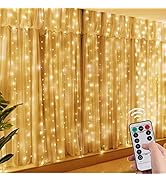 Bexdir Curtain String Lights, 300 LED Curtain Lights Warm White, Fairy Lights Curtain with 8 Mode...