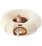 ZOMISIA Cat Tunnel Bed for Indoor Cats, Cute Cat Donut Toy Tunnel for Small Large Cats, Peekaboo ...