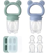 2 Pack Silicone Baby Fruit Feeder with Mini Freezer Tray, Baby Teethers, Breastmilk Popsicle Mold...
