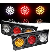 WUSHIXAN 2 PCS LED Truck Trailer Tail Lights with Iron Bracket Base,12V-24V Round Led Trailer Tai...