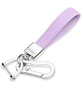 QBUC Genuine Leather Car Keychain,Universal Heavy Duty Metal Key Chain Accessories,Car Fob Key Ke...