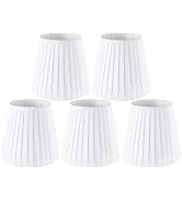 GO&SO Chandelier Lamp Shades - White Small Lamp Shade Set of 5, Clip-on Fitter Lampshade, Only fo...