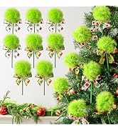 Christmas Decorations Indoor Tree Picks: 8pcs Large Green Plush Balls Christmas Ornaments with Bo...