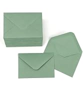 YINUOYOUJIA 100 pack Gift Card Envelope 4 x 2.75" Sage Green | Mini envelopes 120GSM Business car...