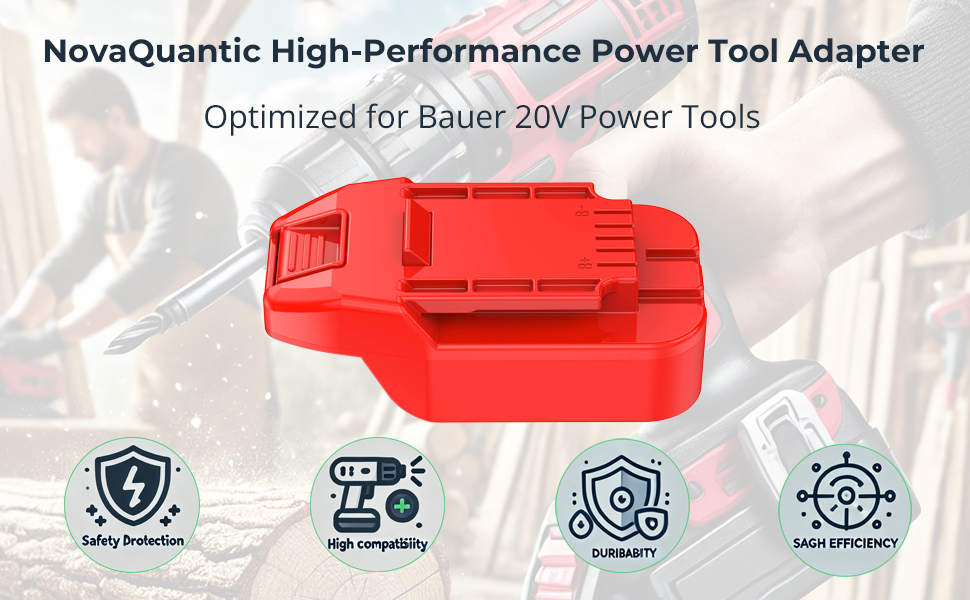Adapter for DeWalt 20V batteries connected to for Bauer 20V tools, durable design