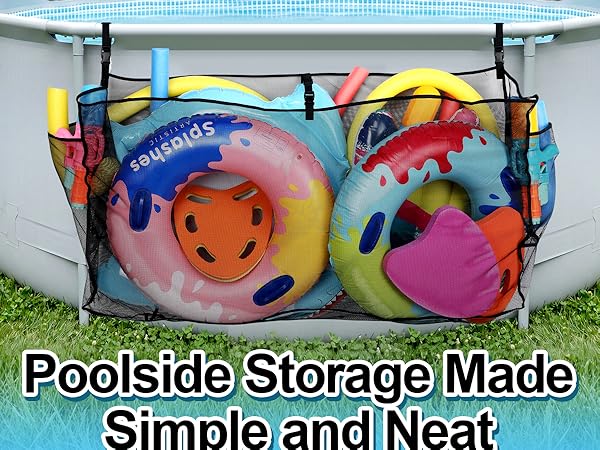58x31.5x13in Large Hanging Pool Toy Storage Mesh Net