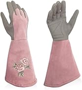 Intra-FIT Rose Pruning Gloves Thorn Proof, Embroidery Leather Gardening Gloves with Extra Long Fo...
