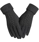 Achiou Women Winter Gloves, Touch Screen Texting Gloves, Elastic Soft Warm Knit Lined, One Size