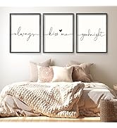 Set of 3 Framed Always Kiss Me Goodnight Sign 11"x14" Living Room Wall Decor for Farmhouse Rustic...