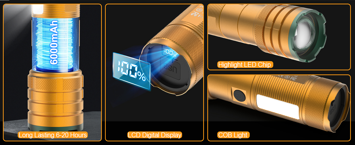 RECHARGEABLE FLASHLIGHTS HIGH LUMENS