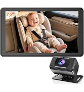 Baby Car Camera 7.2-Inch Monitor: 1080P HD Rear Facing Infant Backseat Camera with Night Vision 3...