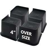 HANIHUA Bed Risers 4 inch Heavy Duty, 4 Pack Oversized Furniture Risers 6 inch, Black Bed Lifts R...