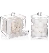 Tbestmax Qtips Holder Bathroom Container, 10oz Big Qtip Dispenser 12oz Cotton Ball Holder, Clear ...