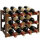 Janedream Bamboo Wine Rack 3-Tier 12 Bottle, Freestanding Countertop Wine Storage Shelf, Sturdy N...