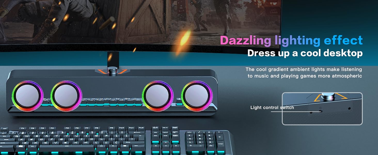 Computer speakers with RGB lighting, which can be turned off