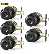 Lanwandeng 5 Pack Interior Door Knobs for Bedroom or Bathroom Keyless, Black Privacy Door Knob, R...