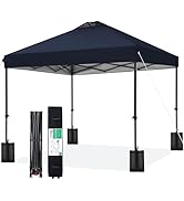JEAREY 10x10 Pop Up Canopy Tent, Heavy Duty Outdoor Canopy with 1-Push Instant Setup, Commercial ...
