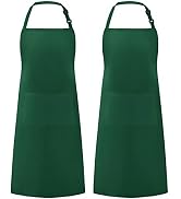 Syntus 2 Pack Adjustable Bib Apron Waterdrop Resistant with 2 Pockets Cooking Kitchen Aprons for ...