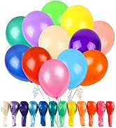 RUBFAC 120 Balloons Assorted Color 12 Inches Rainbow Latex Balloons, Multicolor Bright Balloons f...