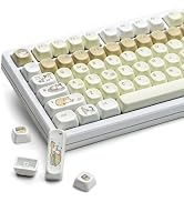 Womier Cute Brown PBT Keycaps, MOA Profile Round Keyboard Keycaps, Cute Cat | 136 Keys Custom Key...
