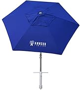 AMMSUN 8ft Large Beach Umbrellas for Sand Heavy Huty Wind Portable Commercial Grade Patio Beach U...