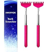 ZMOIVOK 2 Pack Back scratchers Set,Rubber Handles and Stainless Scratch Heads Back Scratcher Exte...