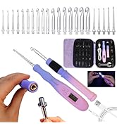 Yarniss 22 in 1 Lighted Counting Crochet Hook Set with Spiral Handle 2.0~14.0mm,Rechargeable Ligh...