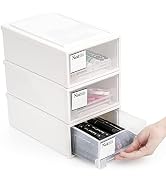 ZENFUN 3 Pack Plastic Stackable DrawerStorage Drawers Bins, Small Drawer-type Desk Organizer Boxe...