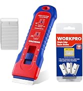 WORKPRO Retractable Razor Blade Scraper with 56 Blades, Built-in Storage Cleaning Scraper Tool fo...