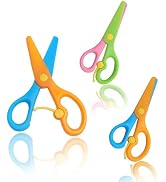 2Pcs Plastic Paper Safety Scissors, Soft-Grip Blunt Tip Craft Scissors with Anti-Pinch Guard, Mot...