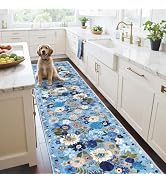 Floral Hallway Runner Carpet Non-Slip, 2x10 Washable Rug Ultra-Thin Soft for Hallways, Kitchen Ma...