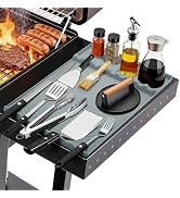 Silicone Grill Mat for Blackstone - BBQ Griddle Tools Side Mat with Drip Pad, Griddle Tools Mat f...