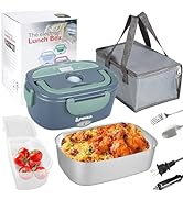 PHIWILLS 80W Electric Lunch Box 1.5L Container Food Warmer Heater, 12V/24V/110V Heated Lunchbox f...