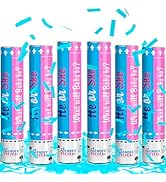 POPUPARTY Gender Reveal Confetti Cannon | No Powder Confetti Poppers | Ideal for Baby boy Gender ...